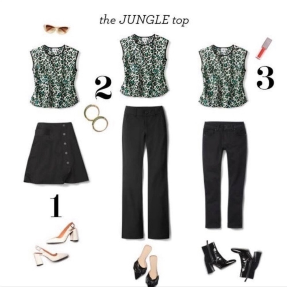 Cabi Jungle Green Cheetah Top Size Xs - image 7